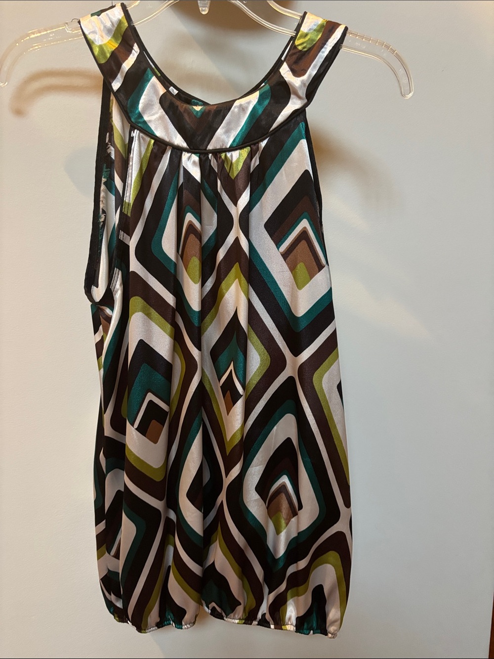 Pretty Good Geometric Sleeveless Top in Teal, Olive, Black & White